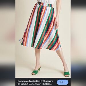 NWT Colorful Striped Midi Skirt